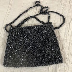 Beautiful dark gray beaded elegant bag.